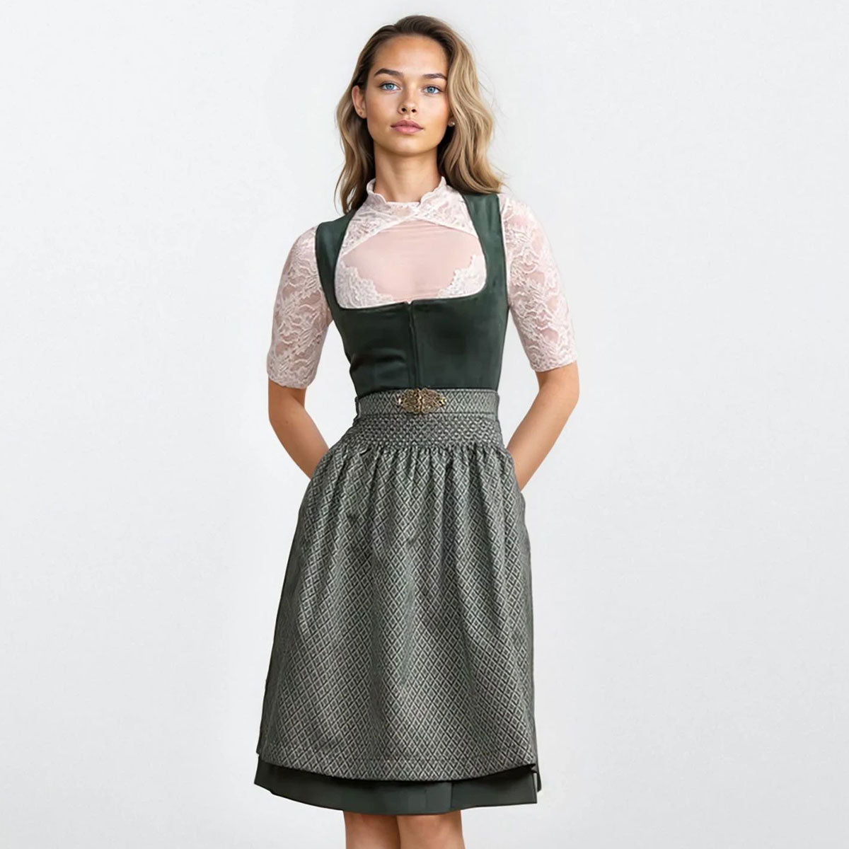 Krüger Alisha Green Velvet Dirndl - 60cm