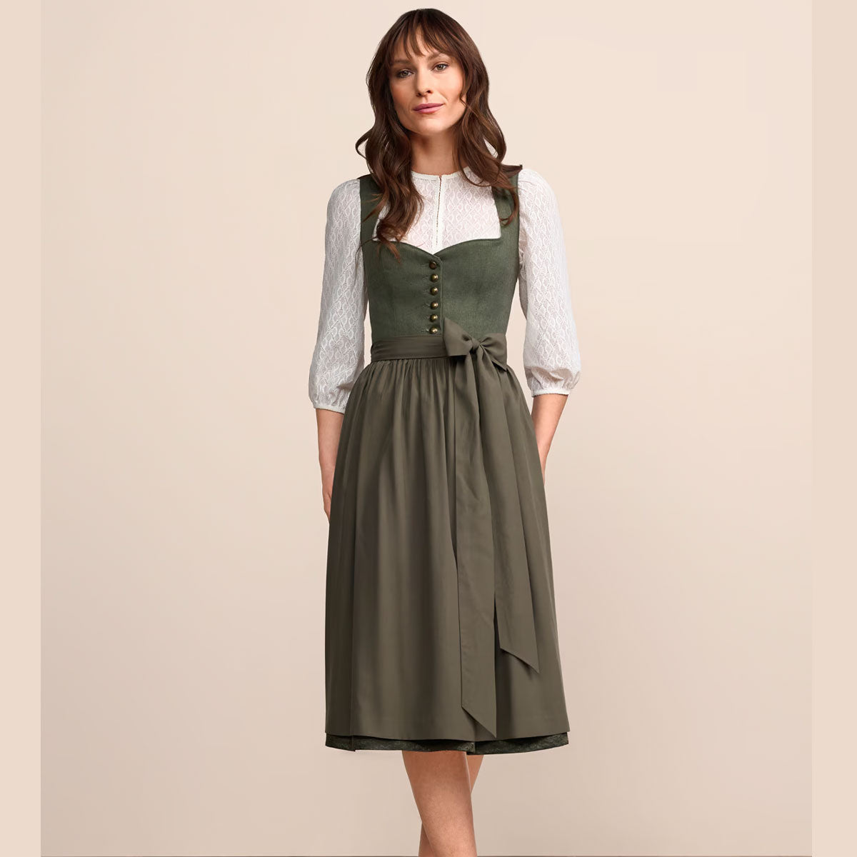 Krüger Ileyna Green Dirndl with Heart-Shaped Neckline - 70cm