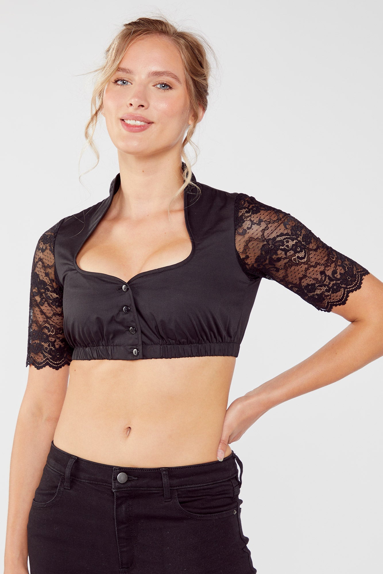 Schwarze Dirndlbluse Elena