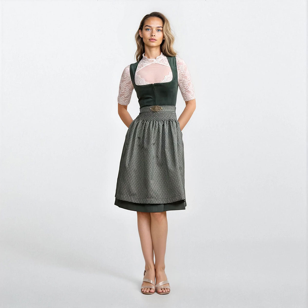 Krüger Alisha Green Velvet Dirndl - 60cm