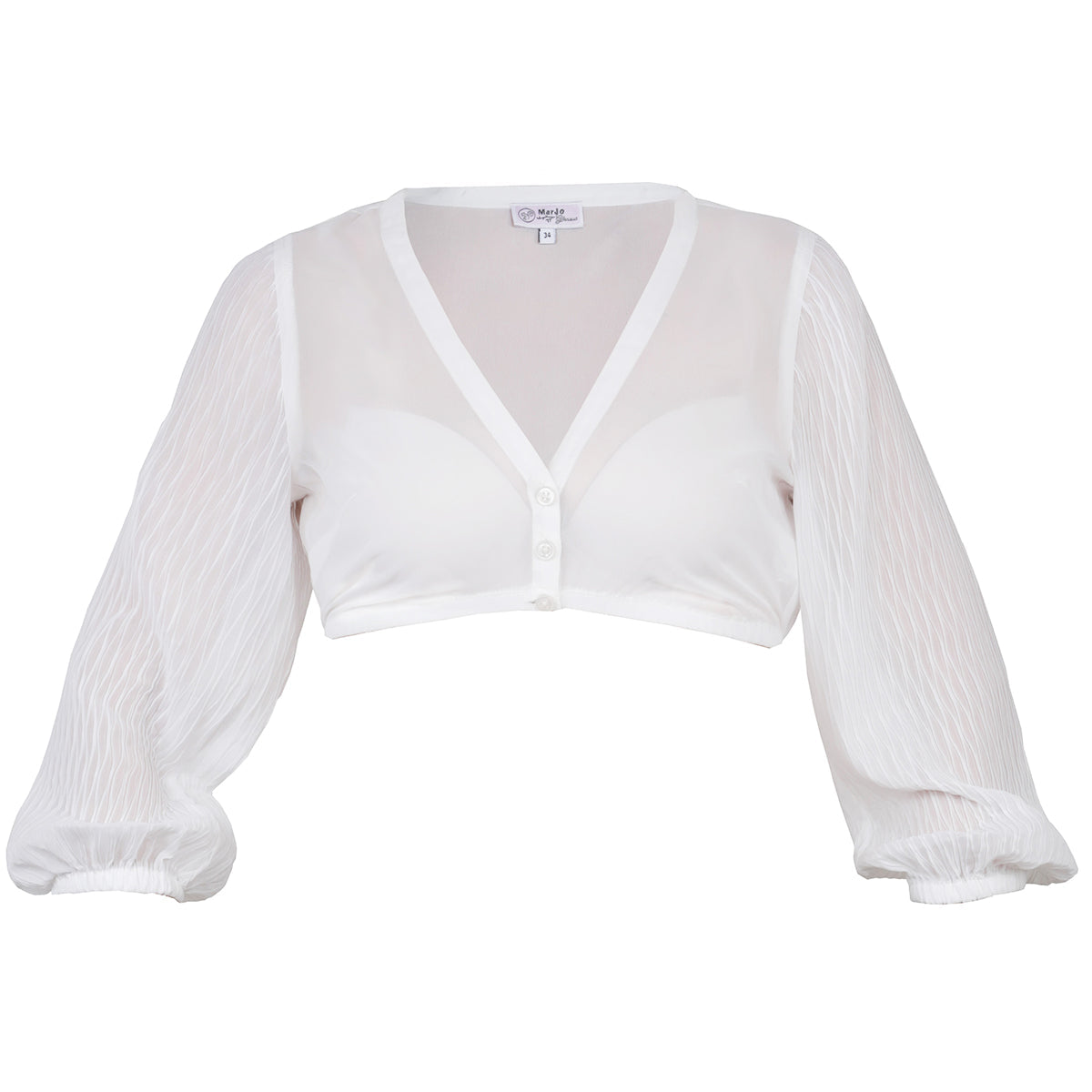 MarJo Nandlstadt White Dirndl Blouse with 3/4 Sleeves