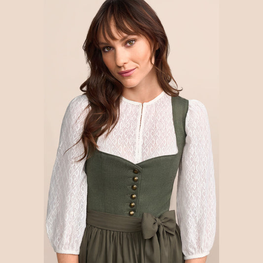 Krüger Ileyna Green Dirndl with Heart-Shaped Neckline - 70cm
