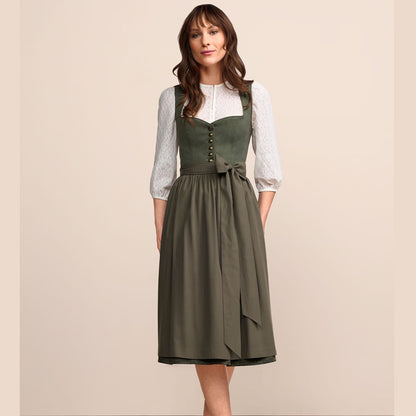 Krüger Ileyna Green Dirndl with Heart-Shaped Neckline - 70cm