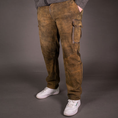 Datschi Ludwig Braun Lange Cargo Lederhose im Trachtenstil