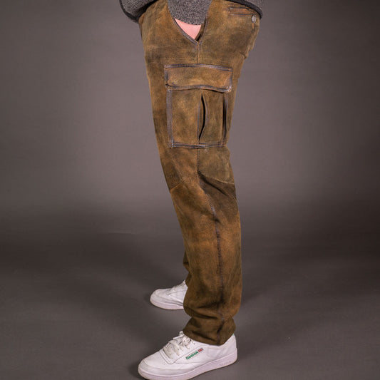 Datschi Ludwig Braun Lange Cargo Lederhose im Trachtenstil