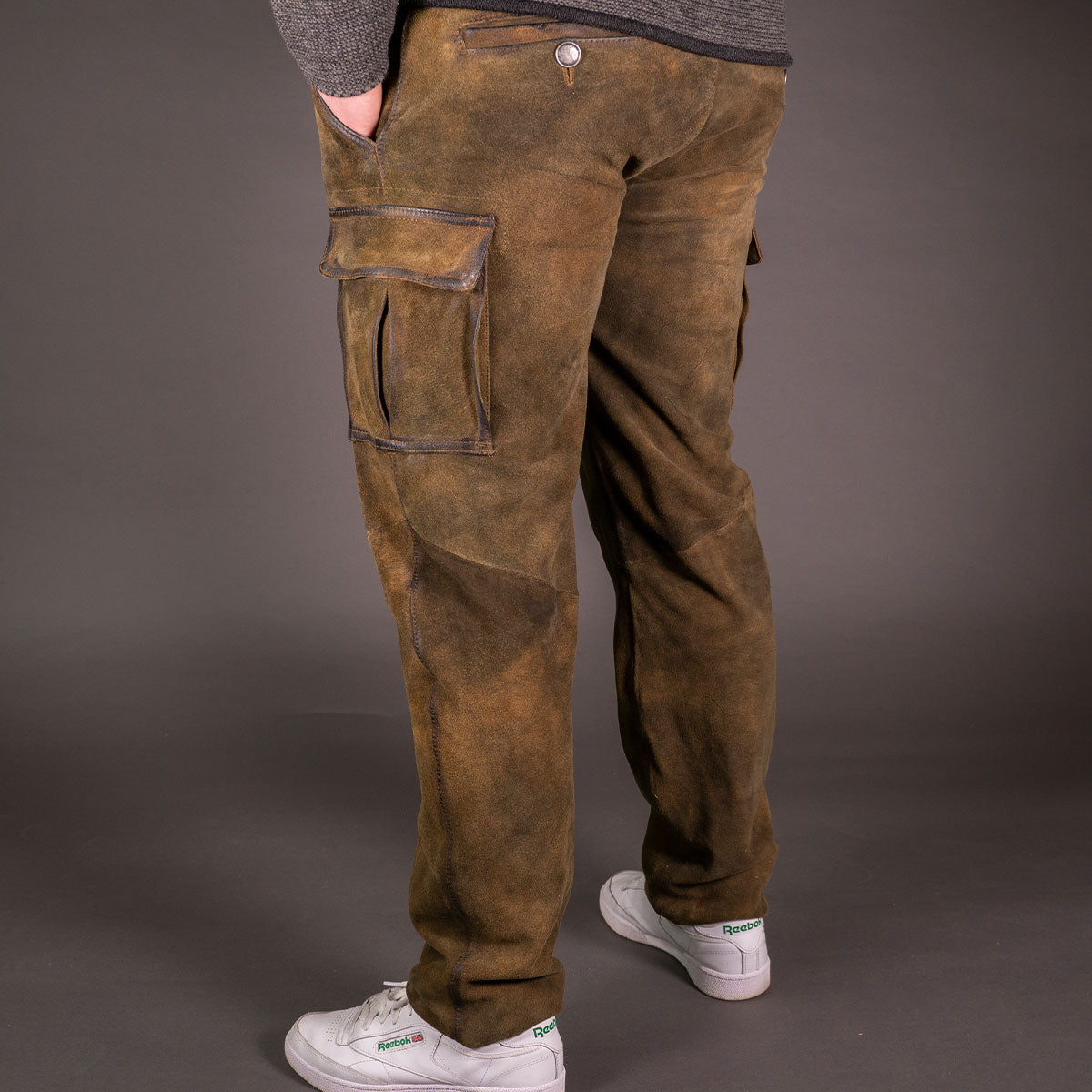 Datschi Ludwig Braun Lange Cargo Lederhose im Trachtenstil