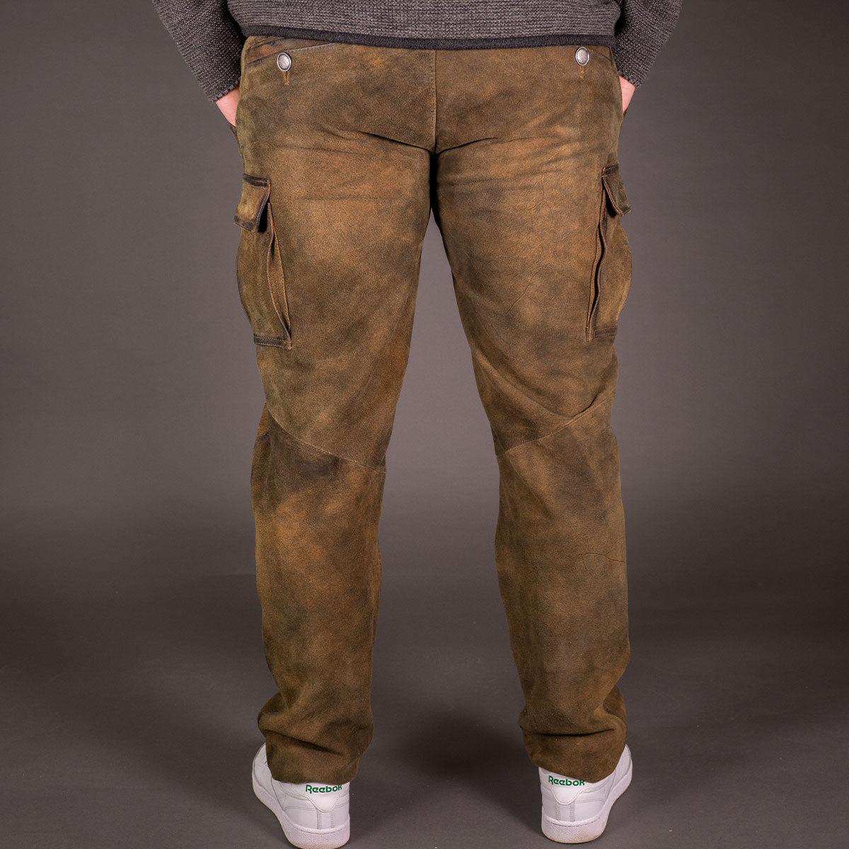 Datschi Ludwig Braun Lange Cargo Lederhose im Trachtenstil