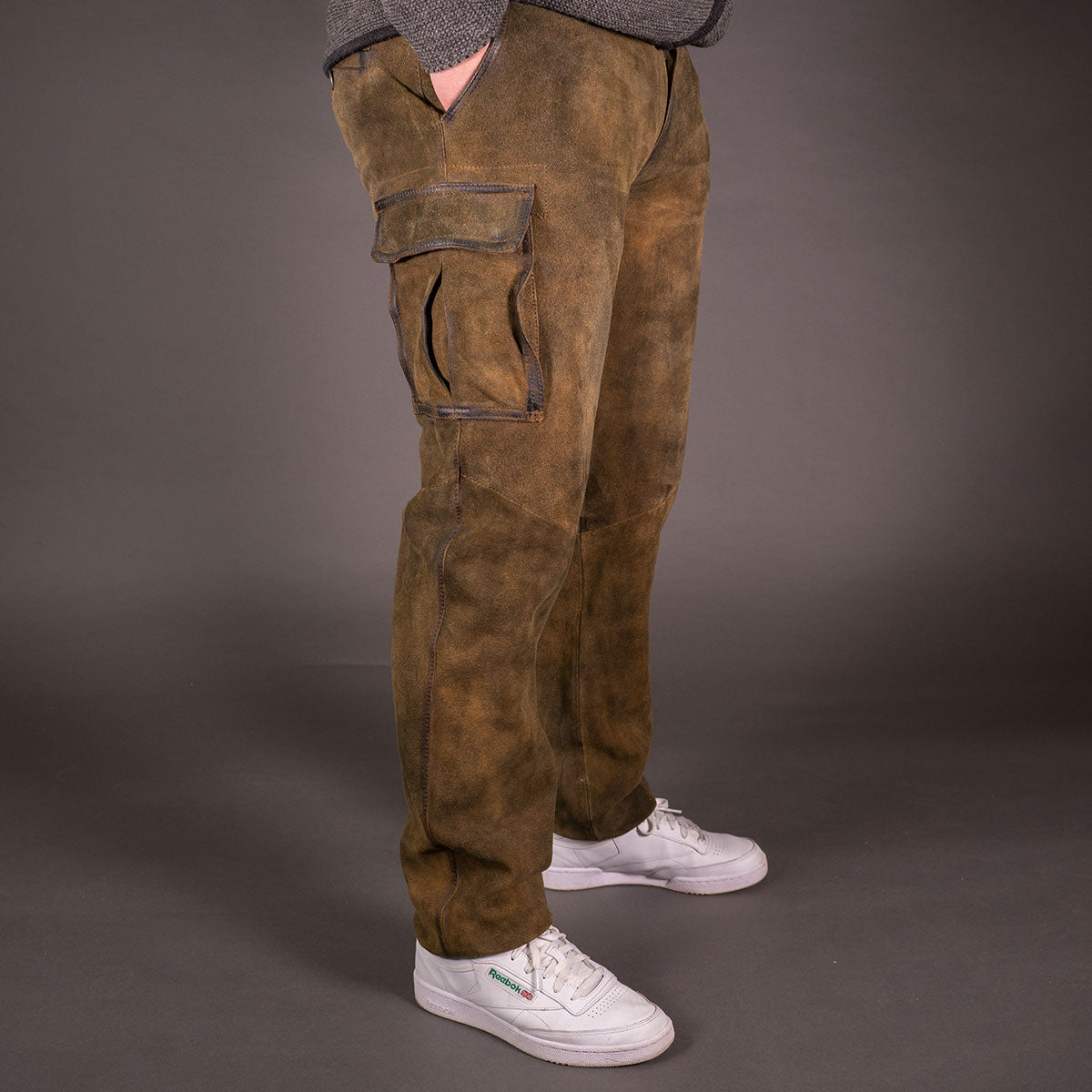 Datschi Ludwig Braun Lange Cargo Lederhose im Trachtenstil