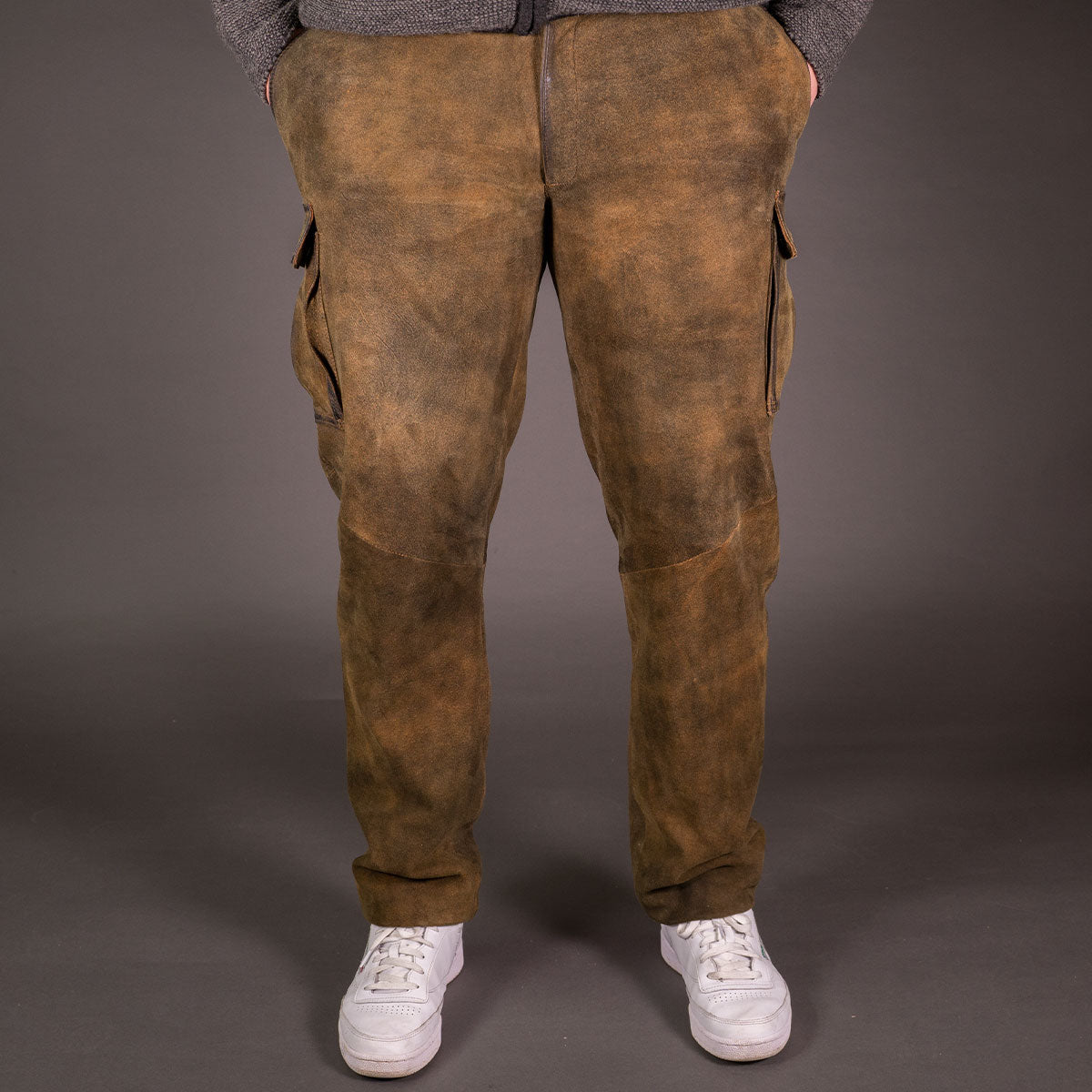 Datschi Ludwig Braun Lange Cargo Lederhose im Trachtenstil