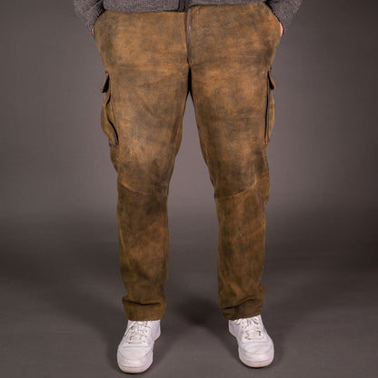 Datschi Ludwig Braun Lange Cargo Lederhose im Trachtenstil