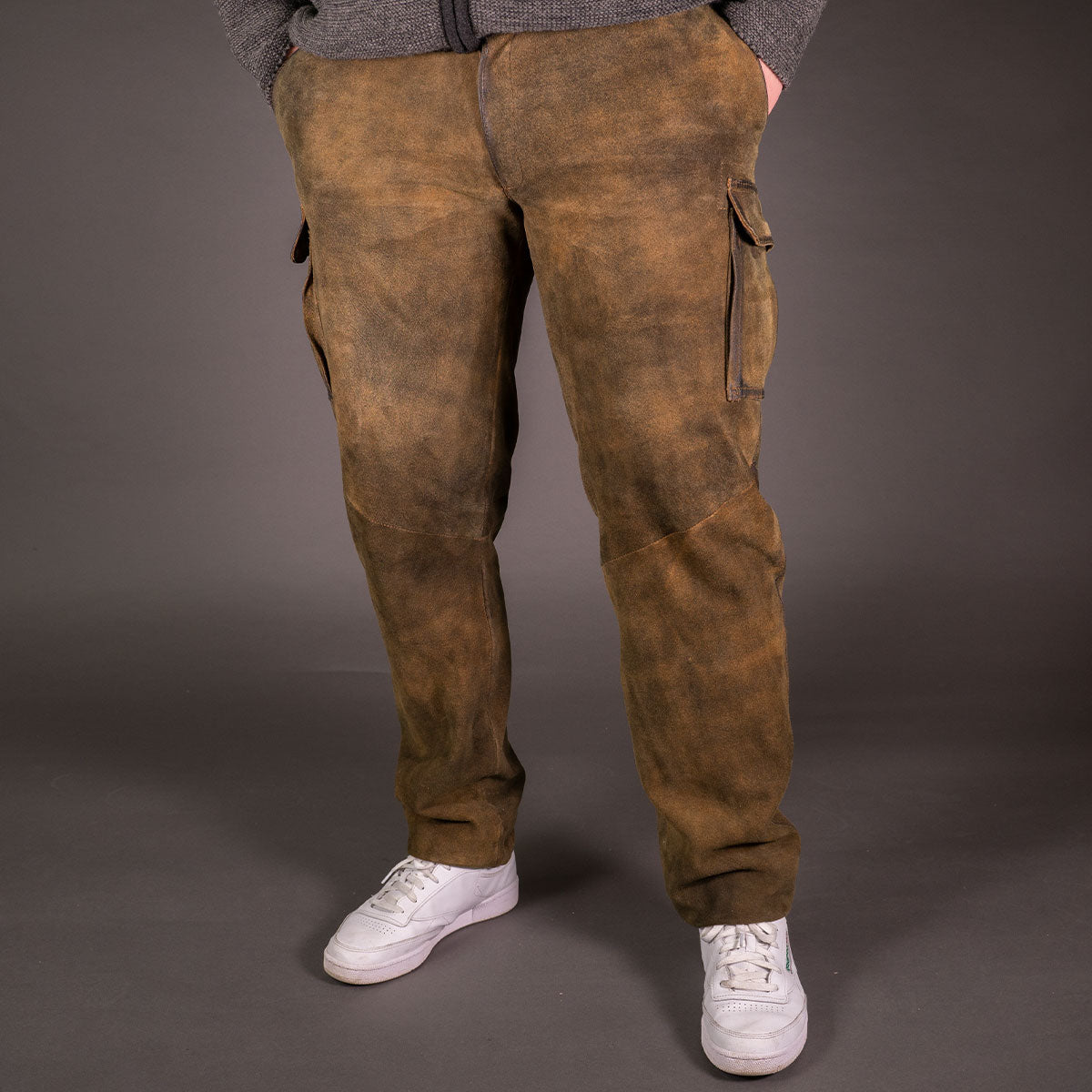 Datschi Ludwig Braun Lange Cargo Lederhose im Trachtenstil