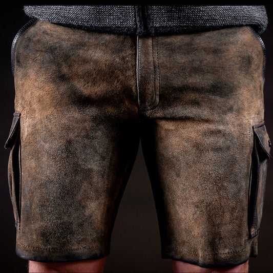 Ludwig Men's Leather Cargo Pants in Goat Leather