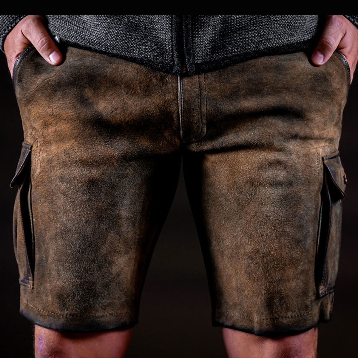 Ludwig Men's Leather Cargo Pants in Goat Leather