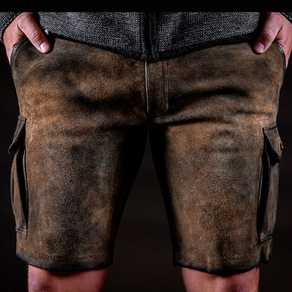 Ludwig Men's Leather Cargo Pants in Goat Leather