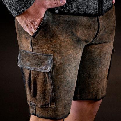 Ludwig Men's Leather Cargo Pants in Goat Leather
