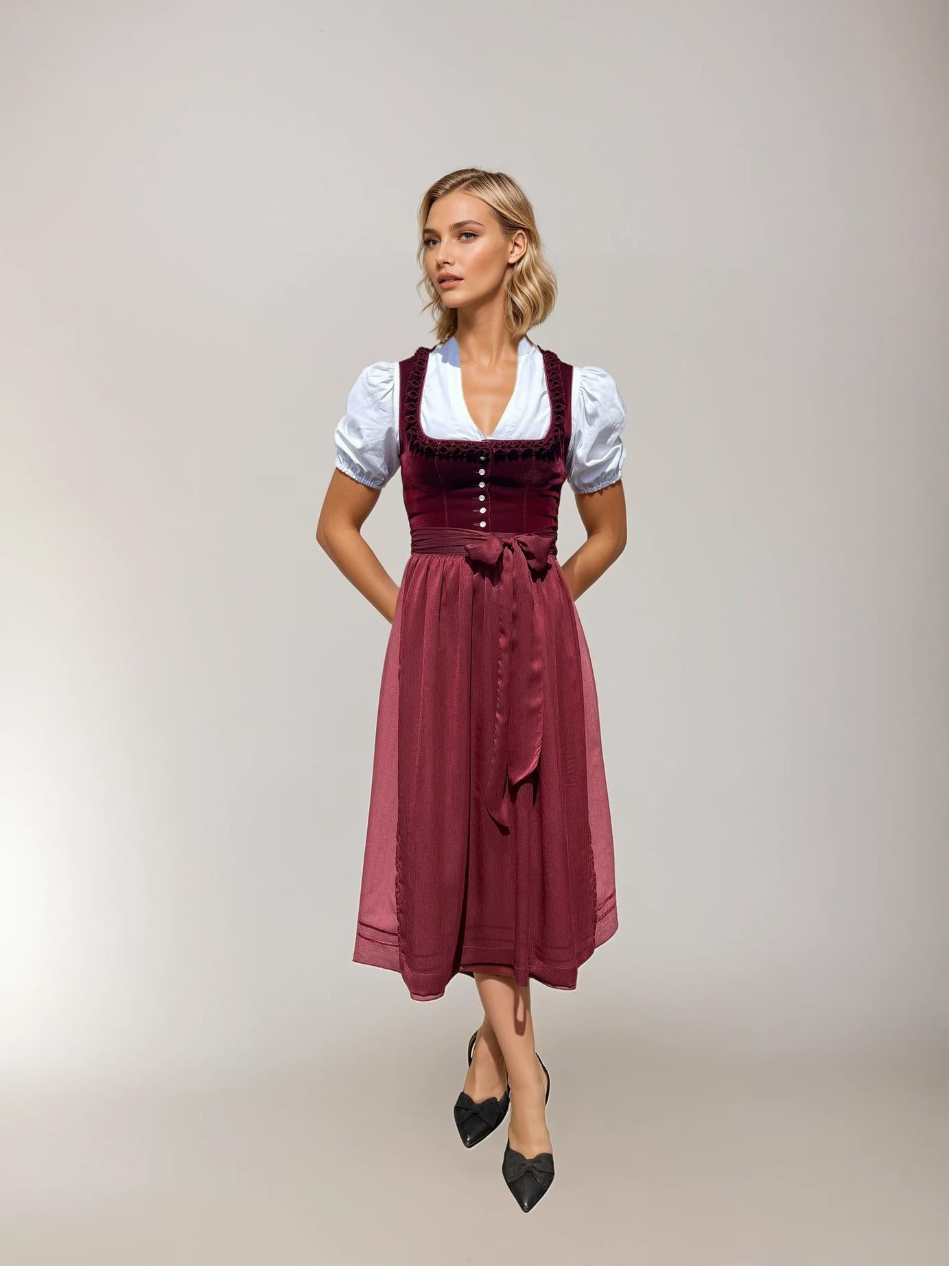 70cm Cherry Chante Red Traditional Dirndl